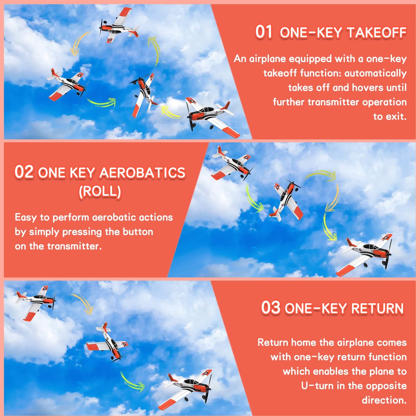 Losbenco RC Plane 4 Channel Remote Control Airplane, Ready to Fly RC Airplane with Xpilot Stabilization System and One Key Aerobatic for Beginners Adult