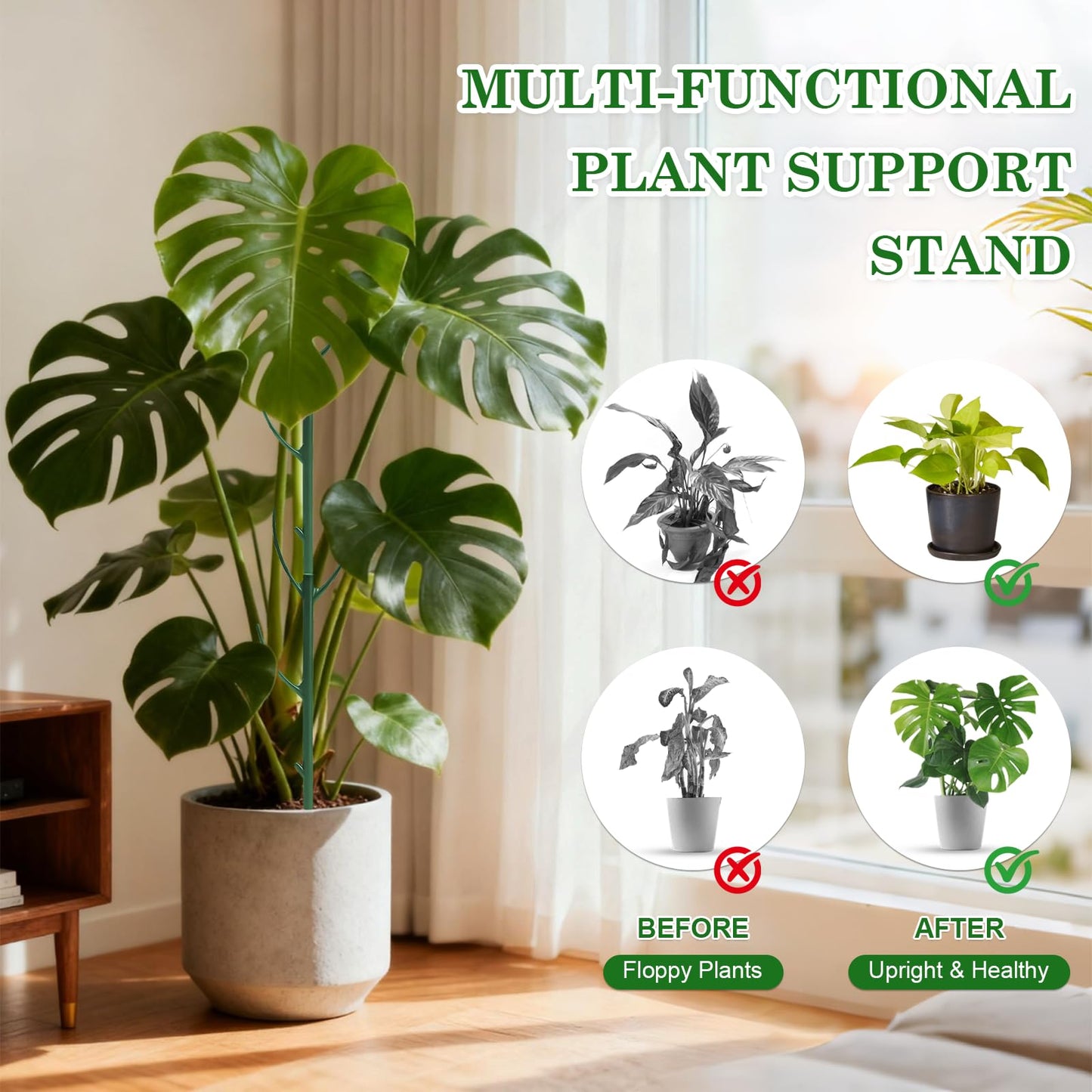 10pack Adjustable Plant Support Pole Stackable Indoor/Outdoor Support Pole with Clamps, Suitable for Supporting Monstera and Climbing Plants, Garden Accessories, Perfect Replacement for Plant Stakes