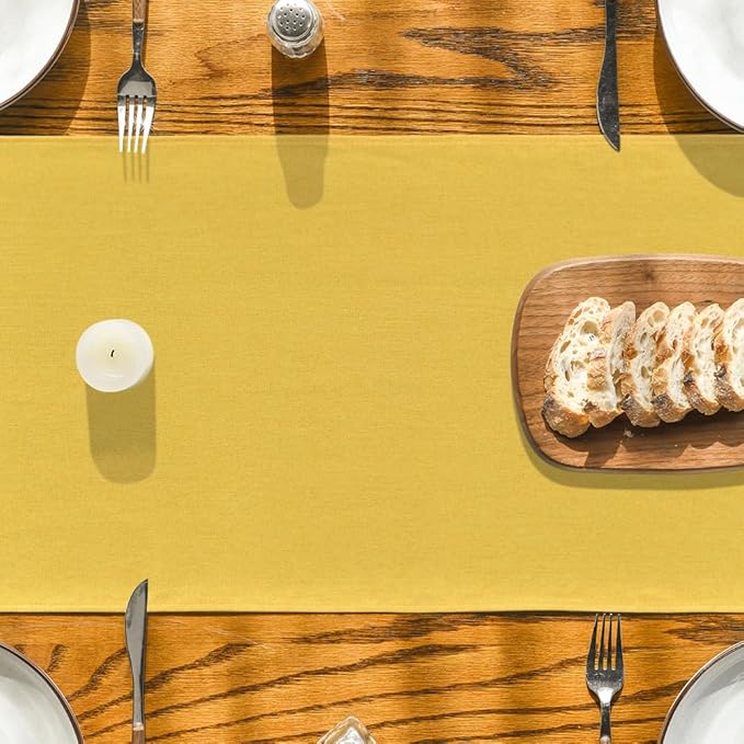 Artoid Mode Yellow Table Runner, Seasonal Summer Fall Washable Kitchen Dining Table Decoration for Home Party Decor 13x36 Inch