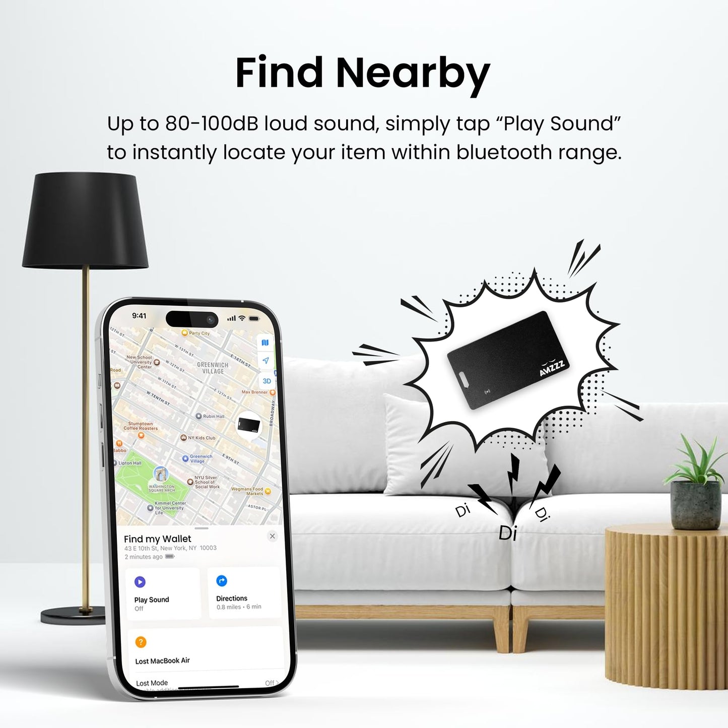 MFi Certified Wallet Tracker Card, Ultra-Slim 0.07in Rechargeable Item Finder, Compatible with Find My App (iOS Only), IP68 Waterproof Bluetooth Tracker Perfect for Wallets, Bags, Passport