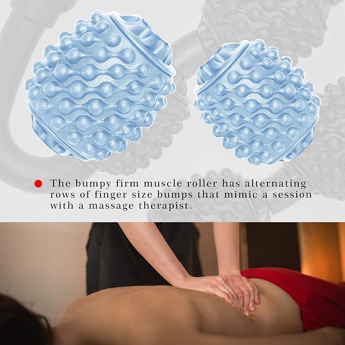 Upgraded Six-Wheel Muscle Roller - Arm & Leg Massager, Forearm & Calf Roller, Tennis Elbow Brace for Men, Carpal Tunnel & Tendonitis Relief, Perfect for Wrist, Hand, Foot, & Thigh