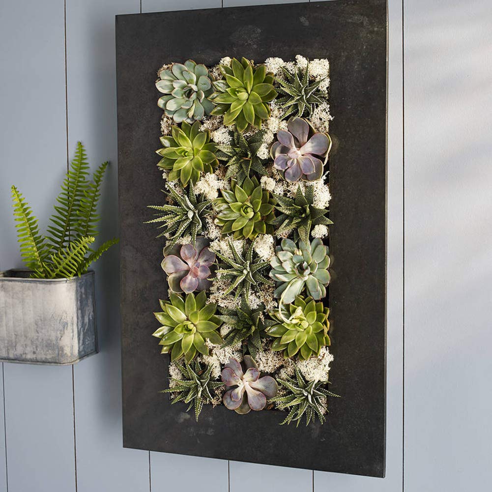 Modern Home Living Wall Galvanized Steel/Zinc Succulent Planter, Wall Mounted Garden Pocket Planter (18 Pocket, Black Zinc)