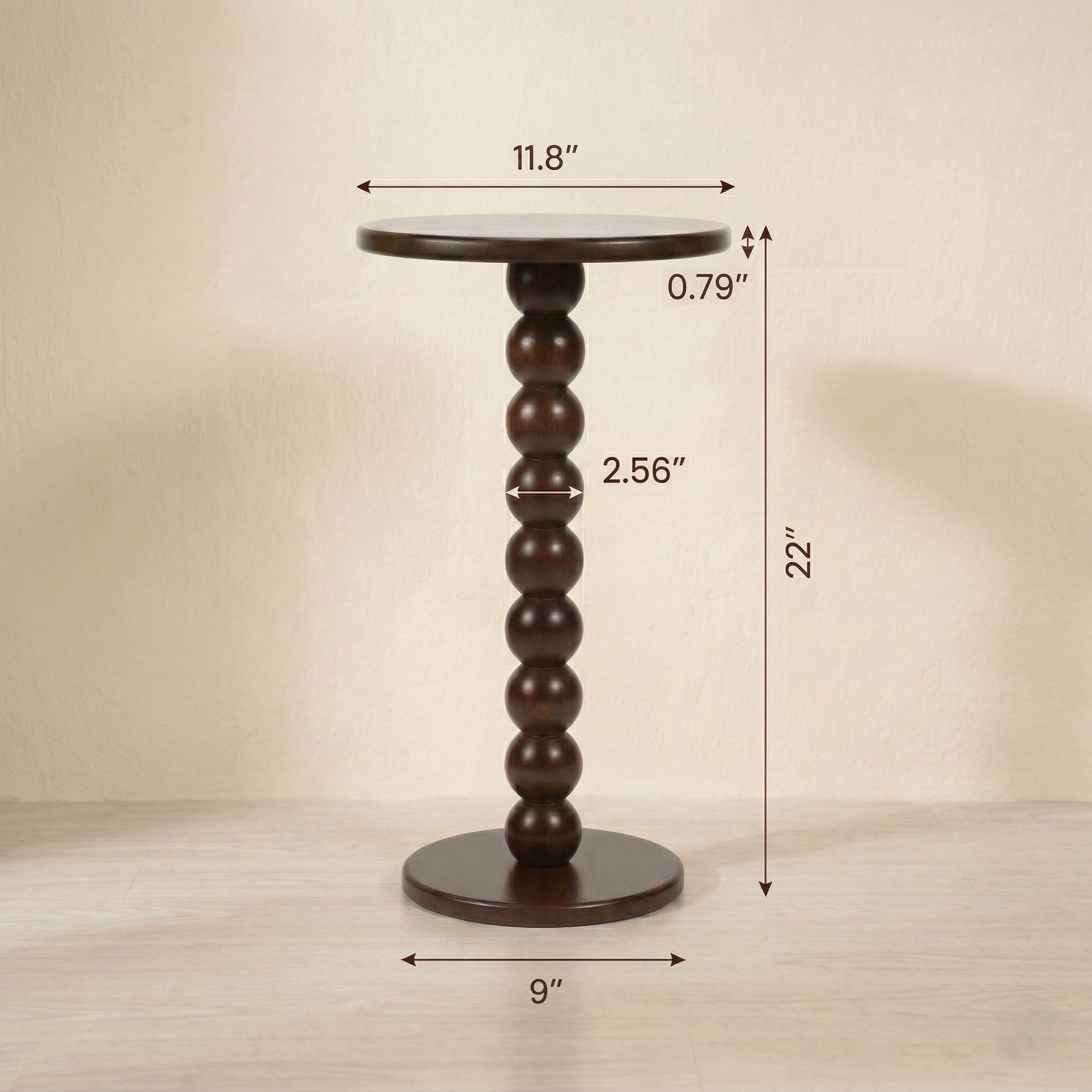 ARVENIA Round Side Table - Bobbin End Table for Living Room Bedroom – Solid Wood Spool Pedestal Nightstand, Boho Accent Furniture, Small Narrow Plant Stand, 22"