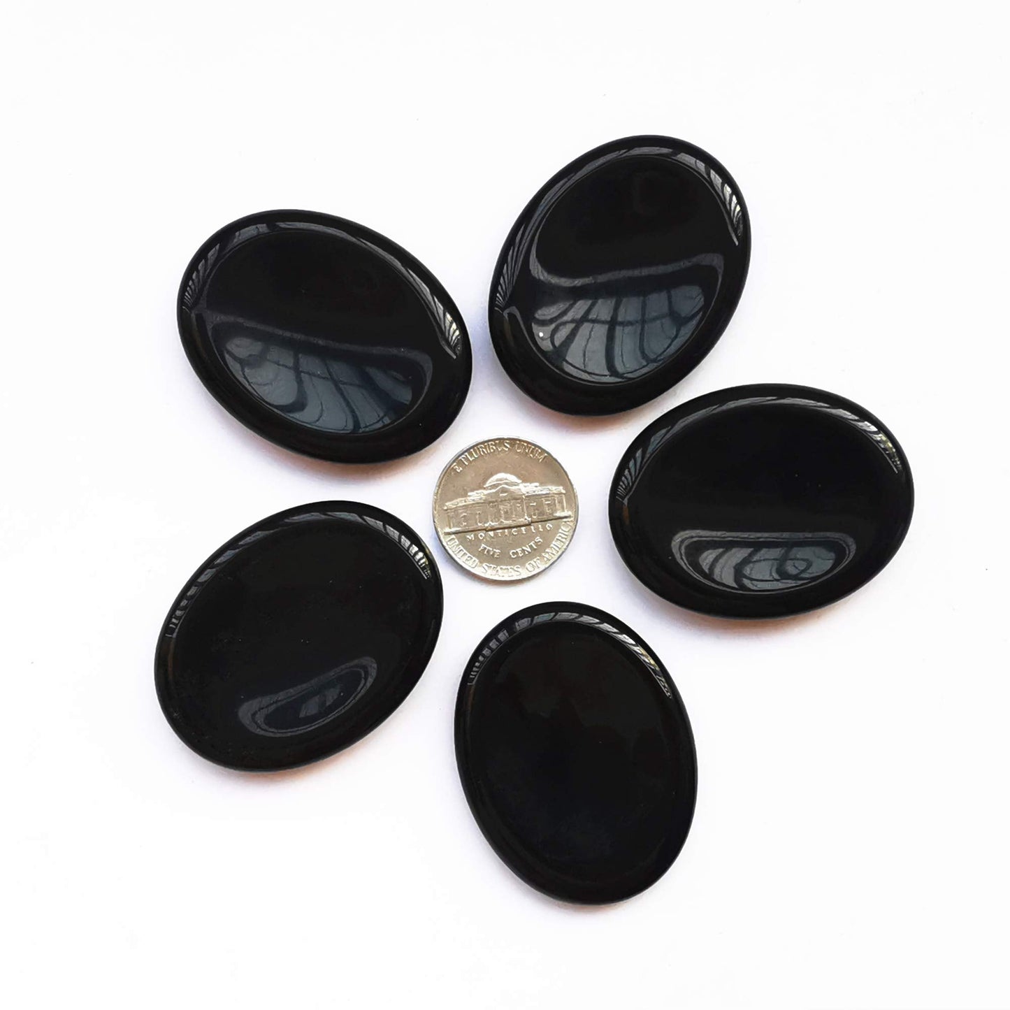 Bacatgem 1 Pcs Natural Black Obsidian Crystal Thumb Worry Stone,Stress Relax Healing Reiki Crystal Pocket Palm Stones