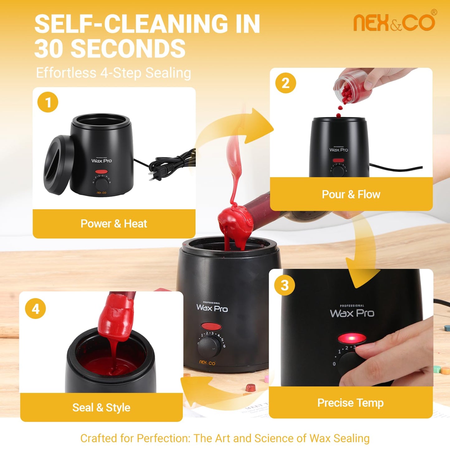 NEX&CO Electric Wax Seal Warmer for Bottle Sealing Beads, Wax Melting Pot, Fast Heating, Temp Control, Bottle Sealer for DIY Whiskey Making, Alcohol Infusion, Home Wine Making & Beer Bottling