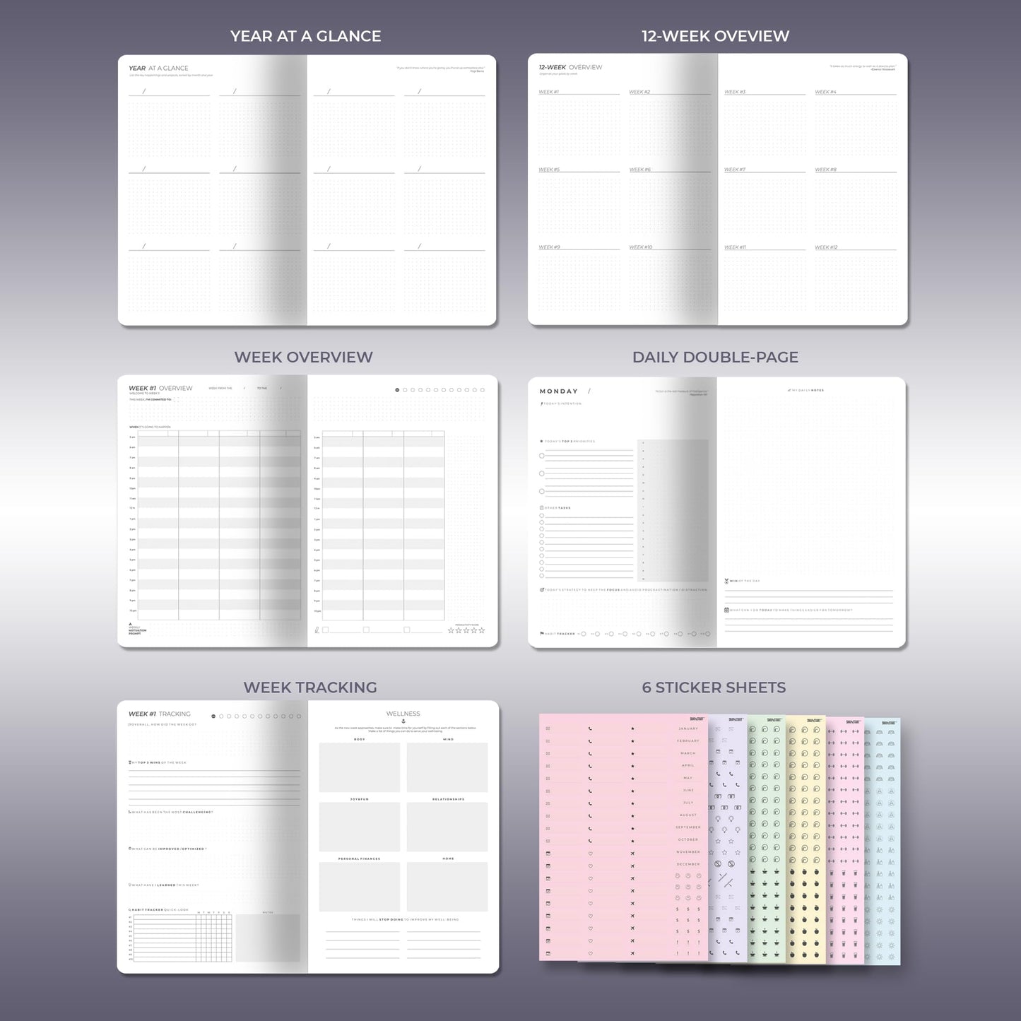 12 Week Focus Planner – High Performance Productivity Planner & Goal Planner | Undated Weekly and Daily Planning System with Habit Tracker | 7x10 Hardcover Project Planner