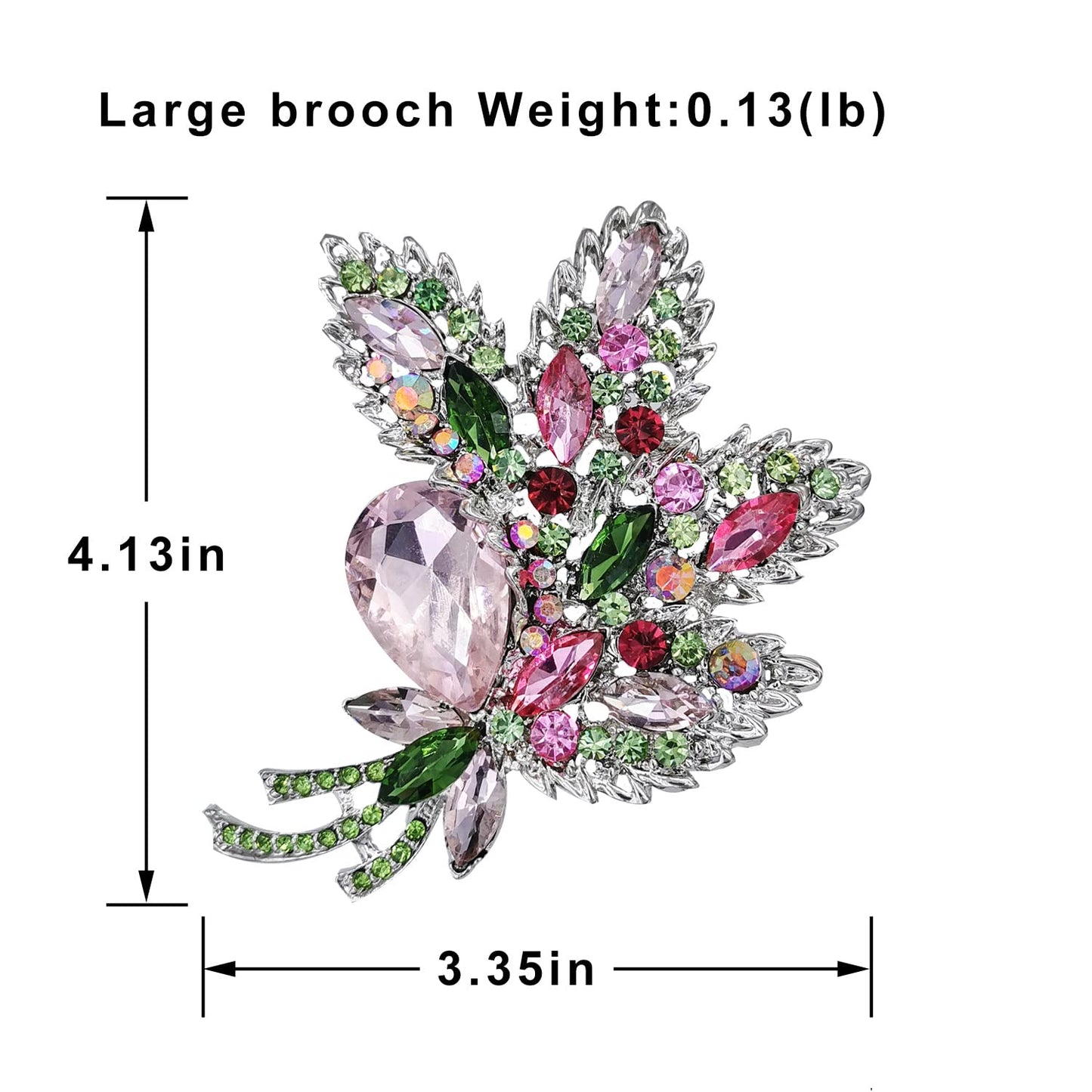 YOQUCOL Big Large Brooch Pin Austrian Crystal Leaf Shape Bouquet Rhinestone Scarf Decoration Wreath Cloth Brooches Pins For Women