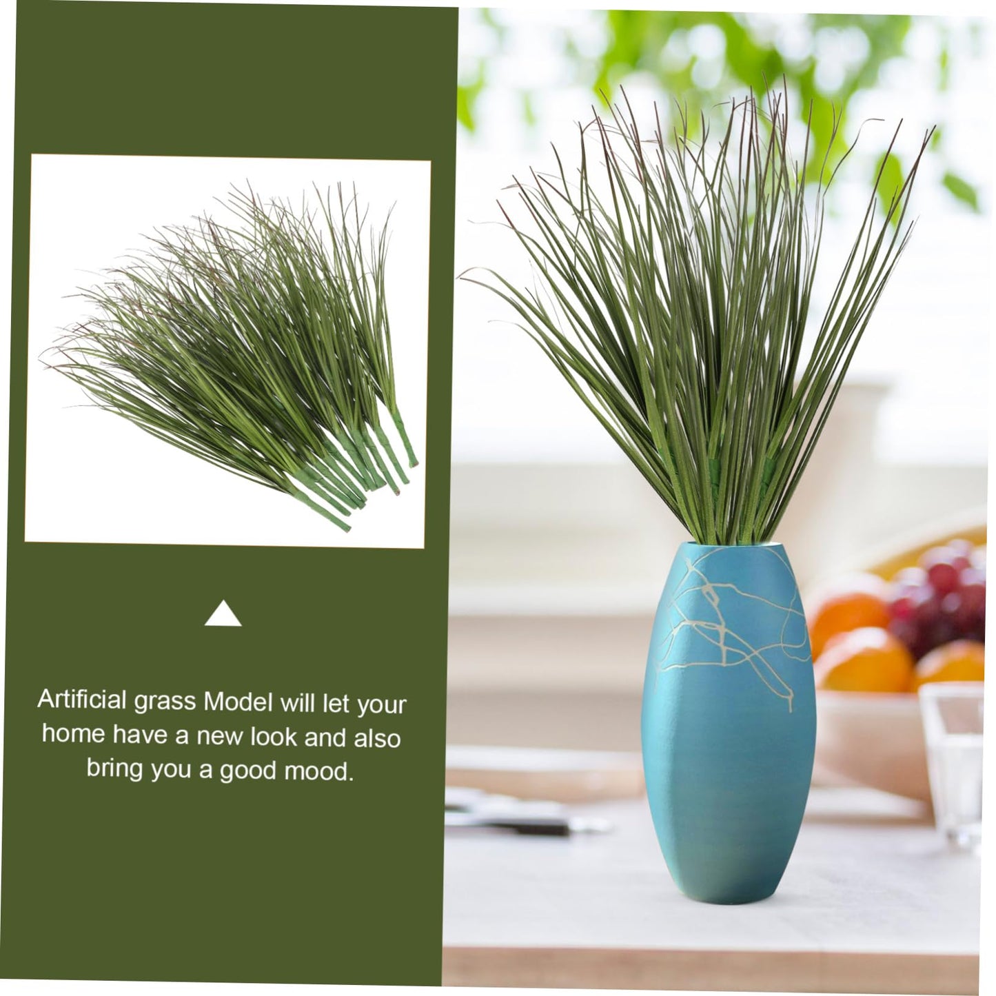 TOPPERFUN 12Pcs Artificial Grass, 11.79in Fake Grass Artificial Shrub Plants, Tall Plants Greenery Stems Weed for Room Indoor Home, Patio, Vase, Restaurant Decoration