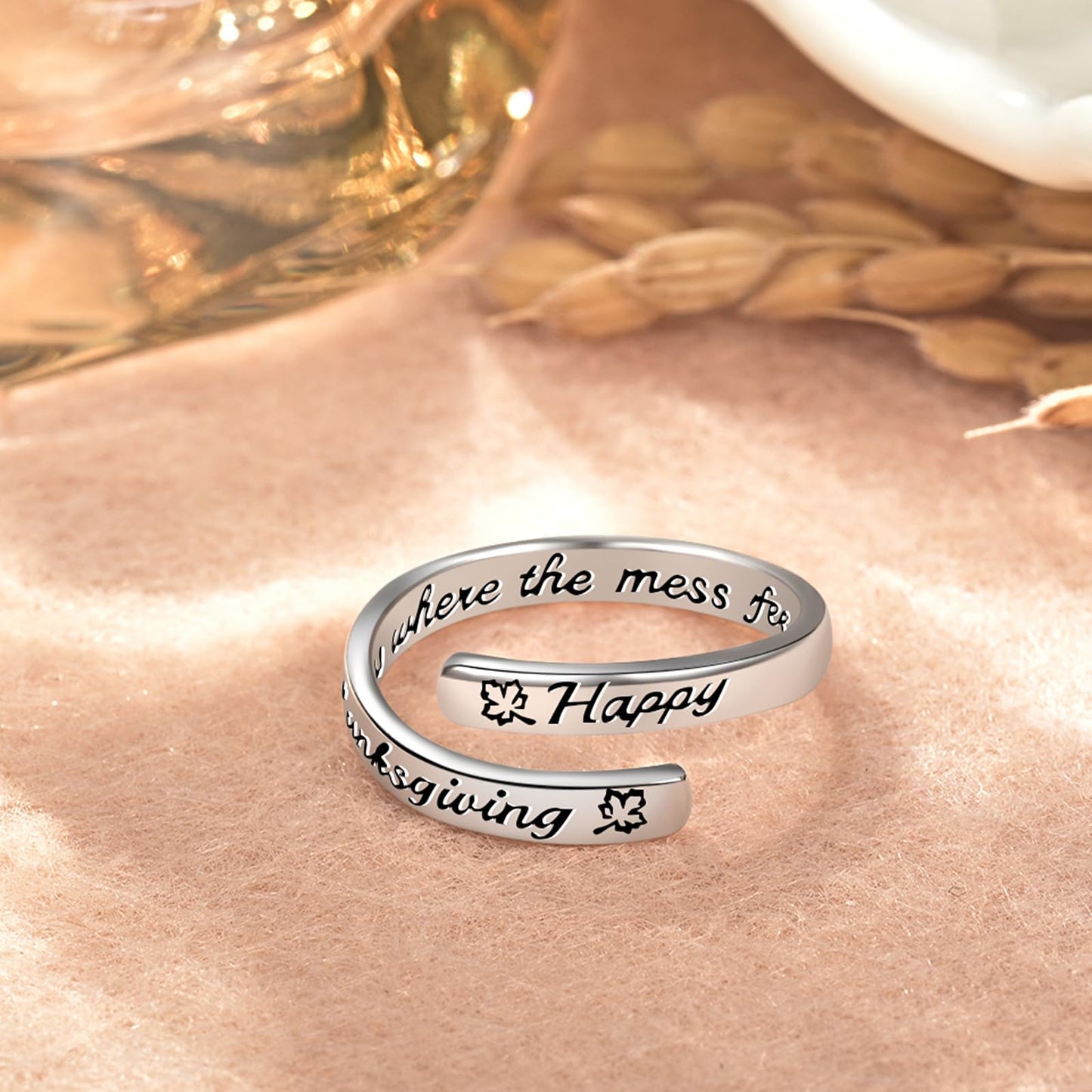JXJL S925 Sterling Silver Inspirational Jewelry Rings Adjustable Ring Personality Encouragement Gift for Teens Women