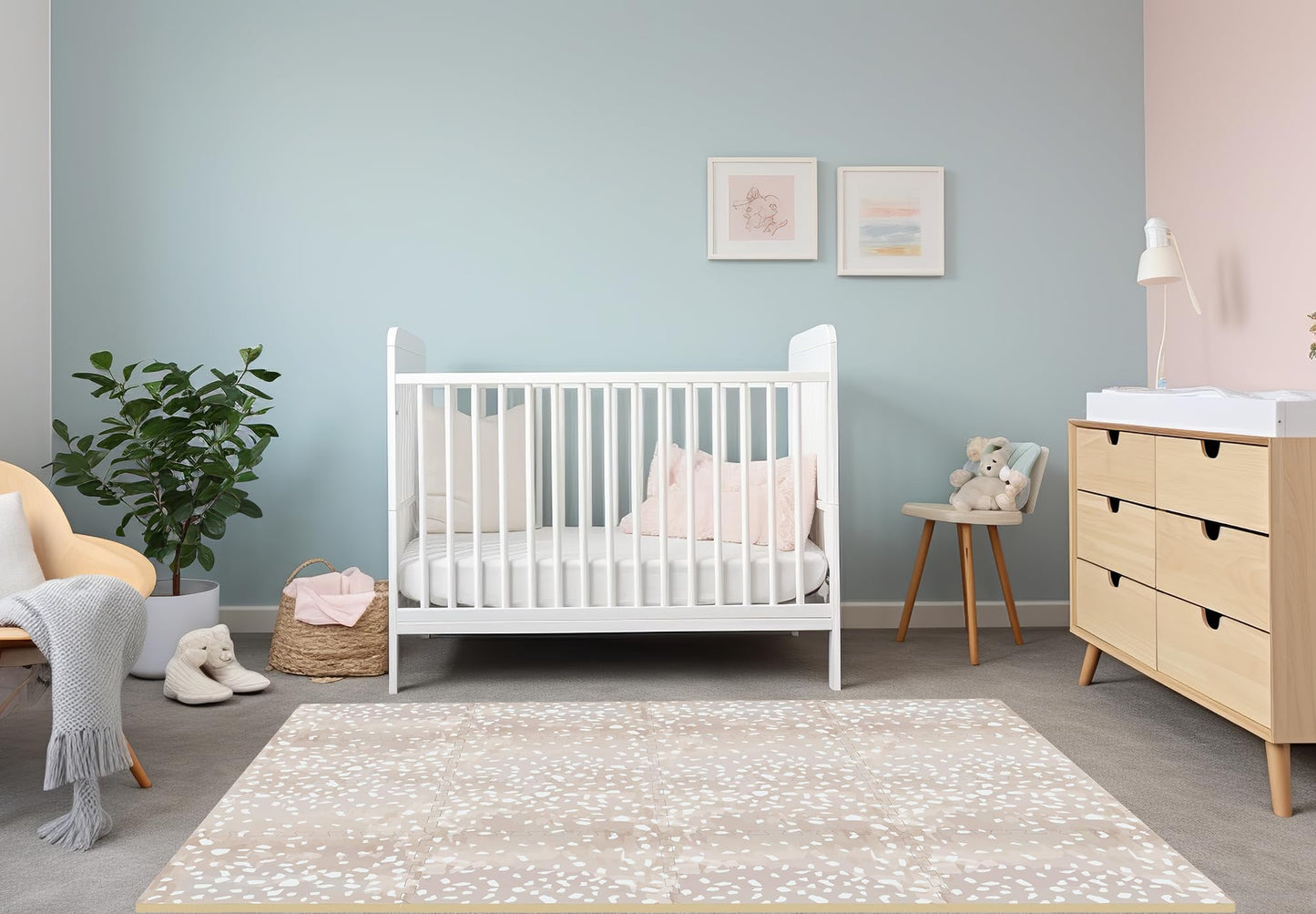Premium Soft Foam Baby Play Mat 5.5 x 3.9 ft, Easy to Clean, 0.5” Thick – Modern Terrazzo Design for Playrooms and Home Décor