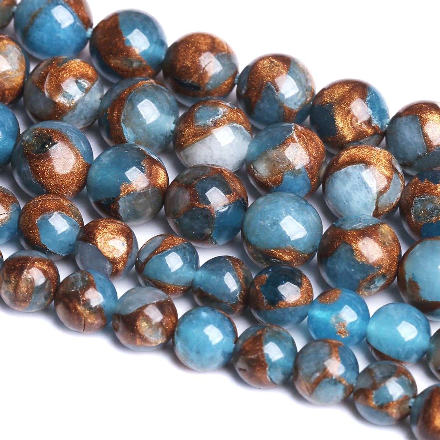 6mm 60pcs Lake Blue Cloisonne Craft Spacer Loose Beads for Jewelry Making DIY Bracelet