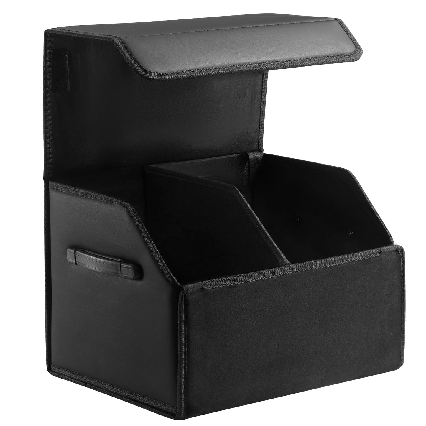 Fyzeoty Car Organizers for Trunk for Suv Sedan, Leather Storage Box,Magnetic Lid,Collapsible and Adjustable,16.5 inches