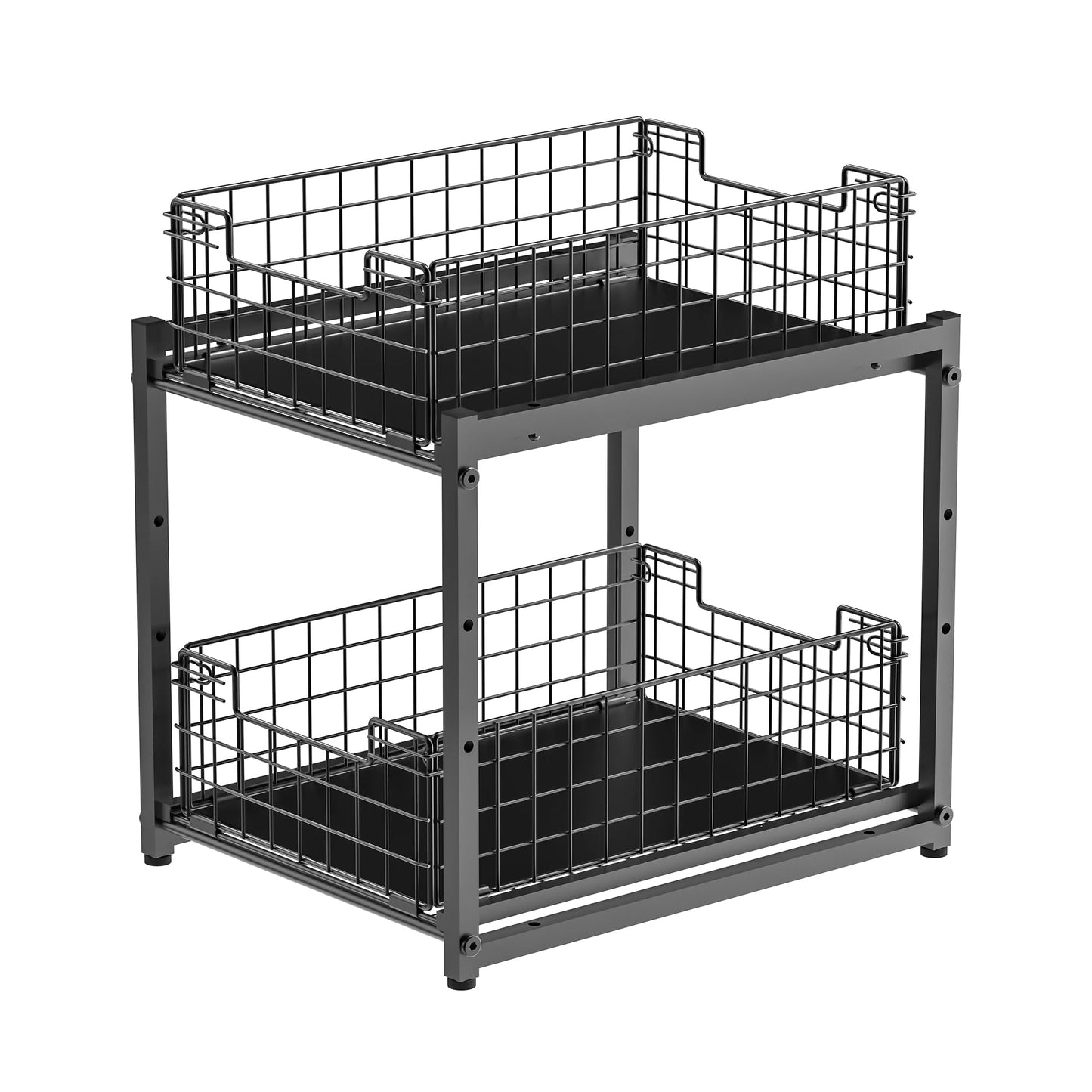Under Sink Organizer, 2-Tier Pull Out Cabinet Organizer, Kitchen Bathroom Organizer and Storage, Spice Rack for Kitchen, Multi-use Sliding Drawers Shelves, Pack of 2