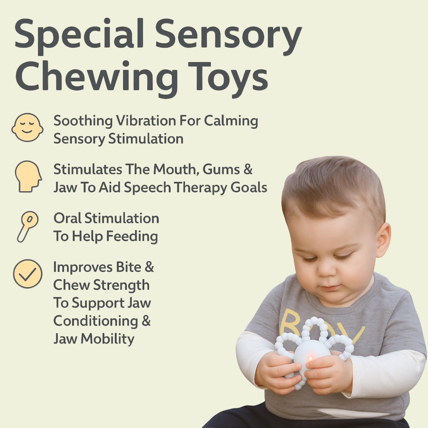 Vibrating Teether for Babies, Soft Silicone Baby Teething Toy with 3 Vibration Levels, USB C Rechargeable BPA Free Teether for Infant & Toddler, Sensory Chew Toy (Blue)