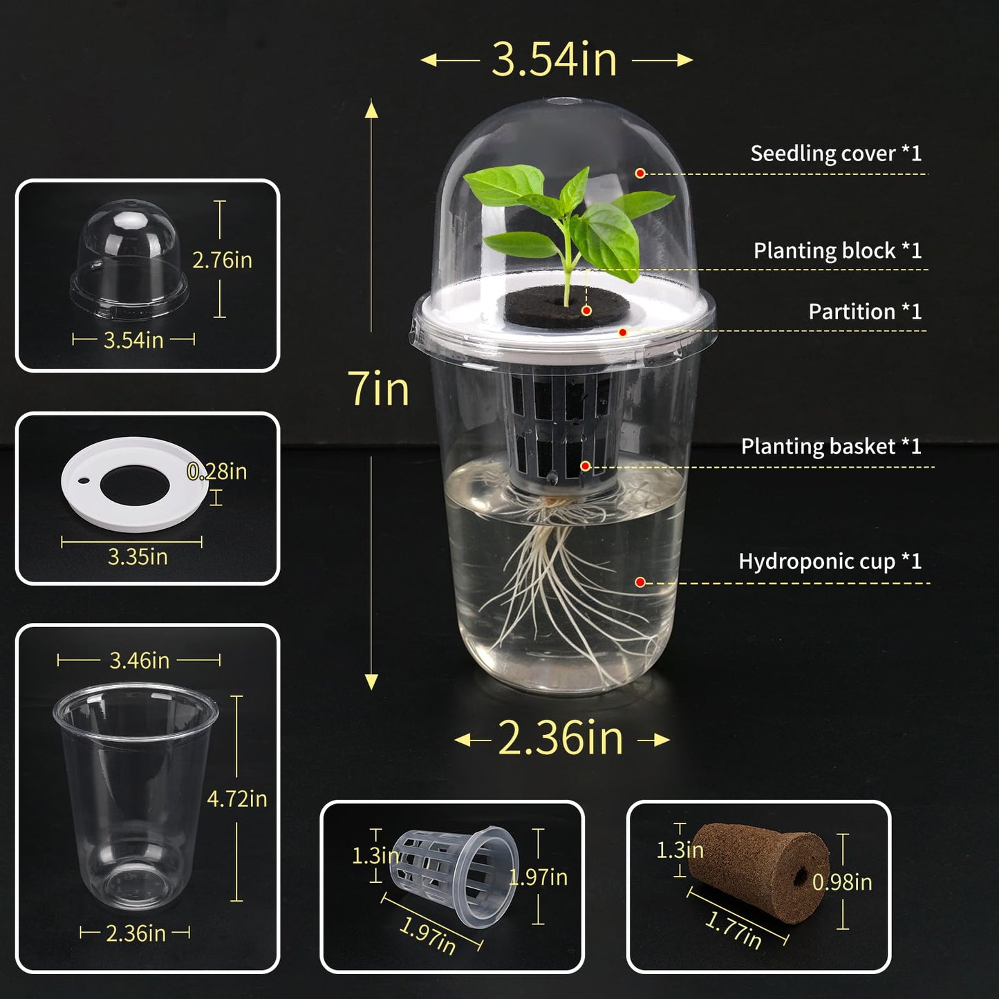 Ronyes Clear Hydroponic Nursery Kit with Vented Humidity Domes 8 Packs, Corms Growing Container, Hydroponic Growing System, Tissue Culture Acclimation Kit