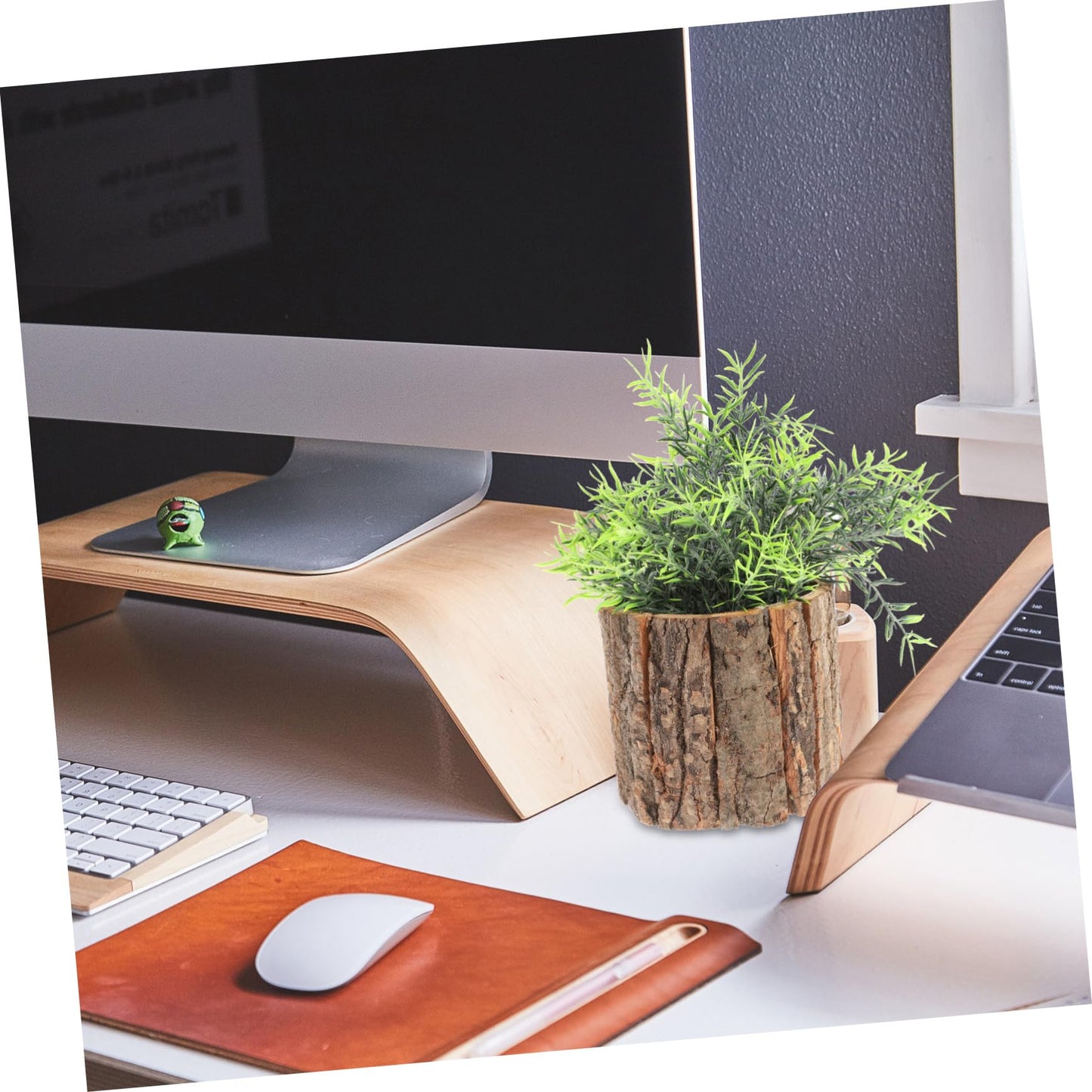 LIOOBO Birch Tree Flower Pot Set 2pcs Wood Planter Pot Home Decorative Stump for Planting Succulents