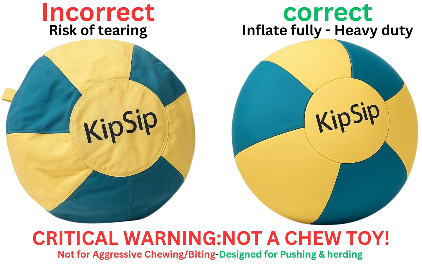 KipSip Herding Ball for Dogs – 18” Dog Training Ball with Handles for Medium & Large Breeds – Non-Chew Interactive Toy for Aussies, Heelers & Collies – Outdoor Exercise & Mental Stimulation Toy