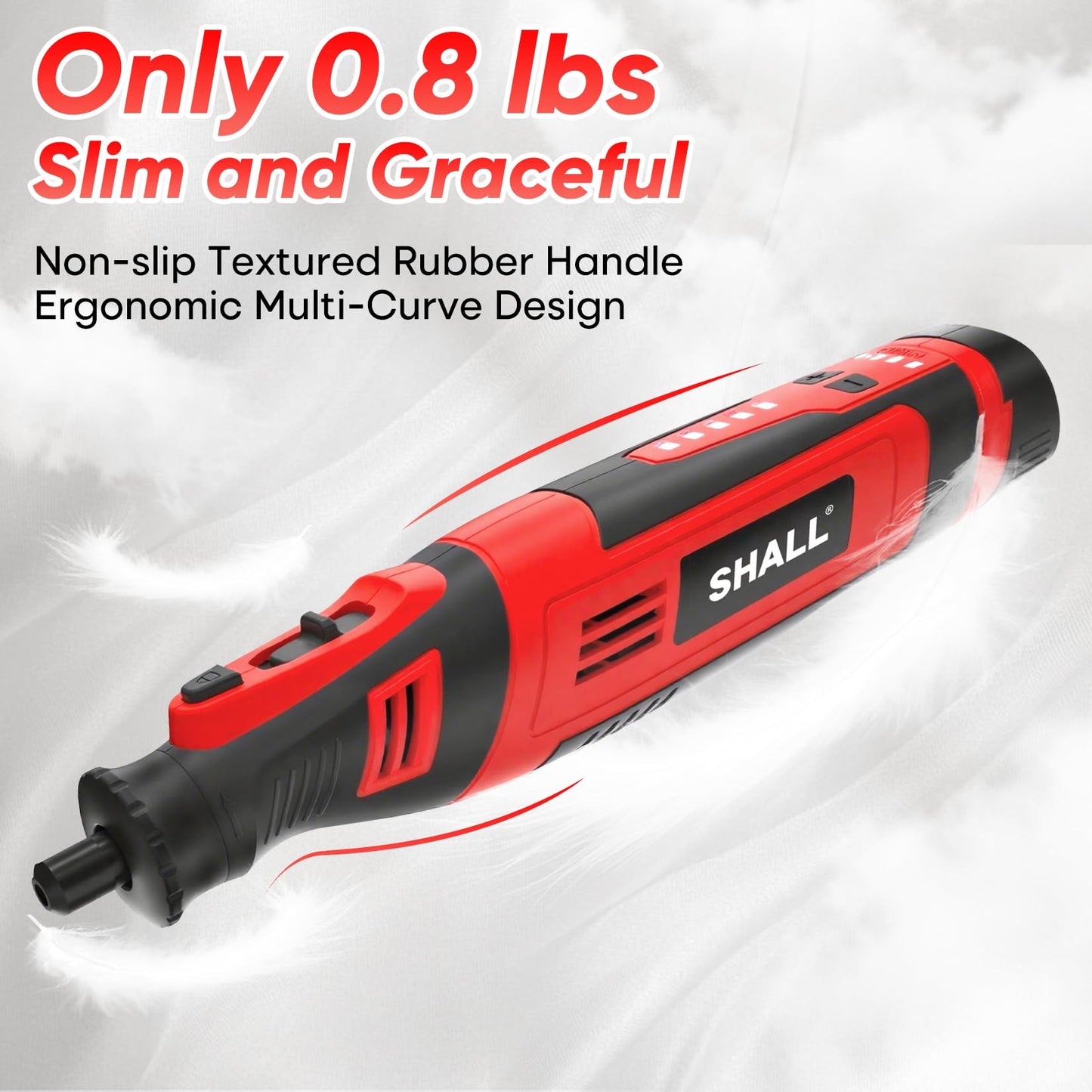 SHALL 8V Cordless Rotary Tool Kit, Lightweight 2.5 Ah Battery Rechargeable Dog Nail Grinder w/ 122 Accessories, 5-Speed Power Rotary Tool for Sanding, Carving, Polishing, Engraving, Pet Grooming