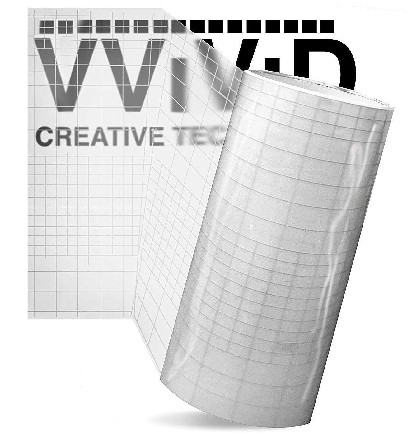 High Gloss Clear Vinyl Transfer Paper Self-Adhesive 12" x 10ft Roll w/Grid Backing 3mil (5 Rolls)