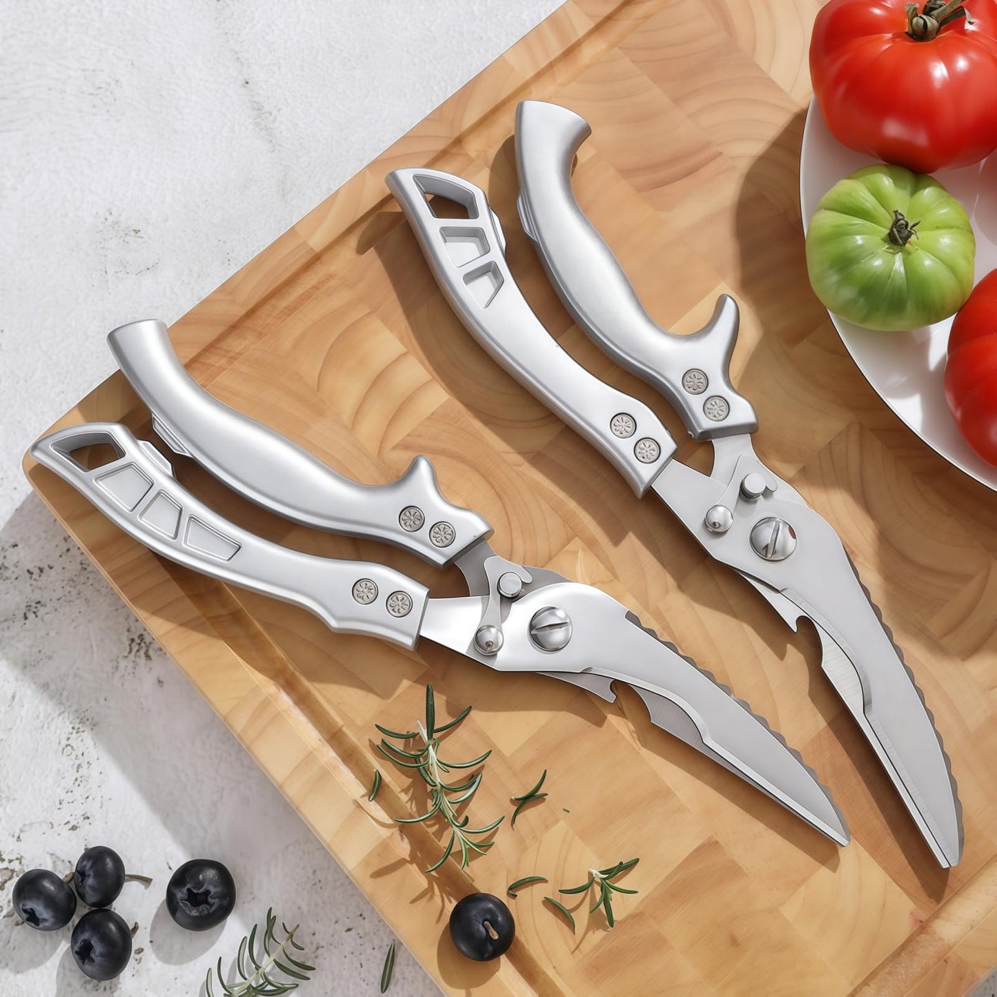 Multi-Function Kitchen Scissors, Heavy Duty Stainless Steel, 10.2 Inch, with Bottle Opener, Fish Scaler, Bone Breaker (Silver)