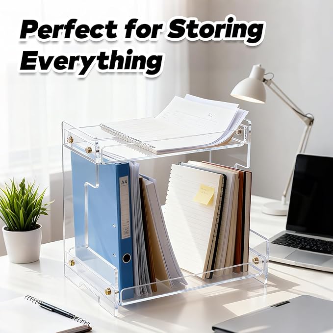 Clear Bathroom Countertop Organizers and Storage,2 Tier Acrylic Cosmetics Stand Vanity Storage Organizer,Large Capacity Corner Shelf for Bathroom,Dresser,Kitchen 11.4" L x 8.3" W x 10.2" H