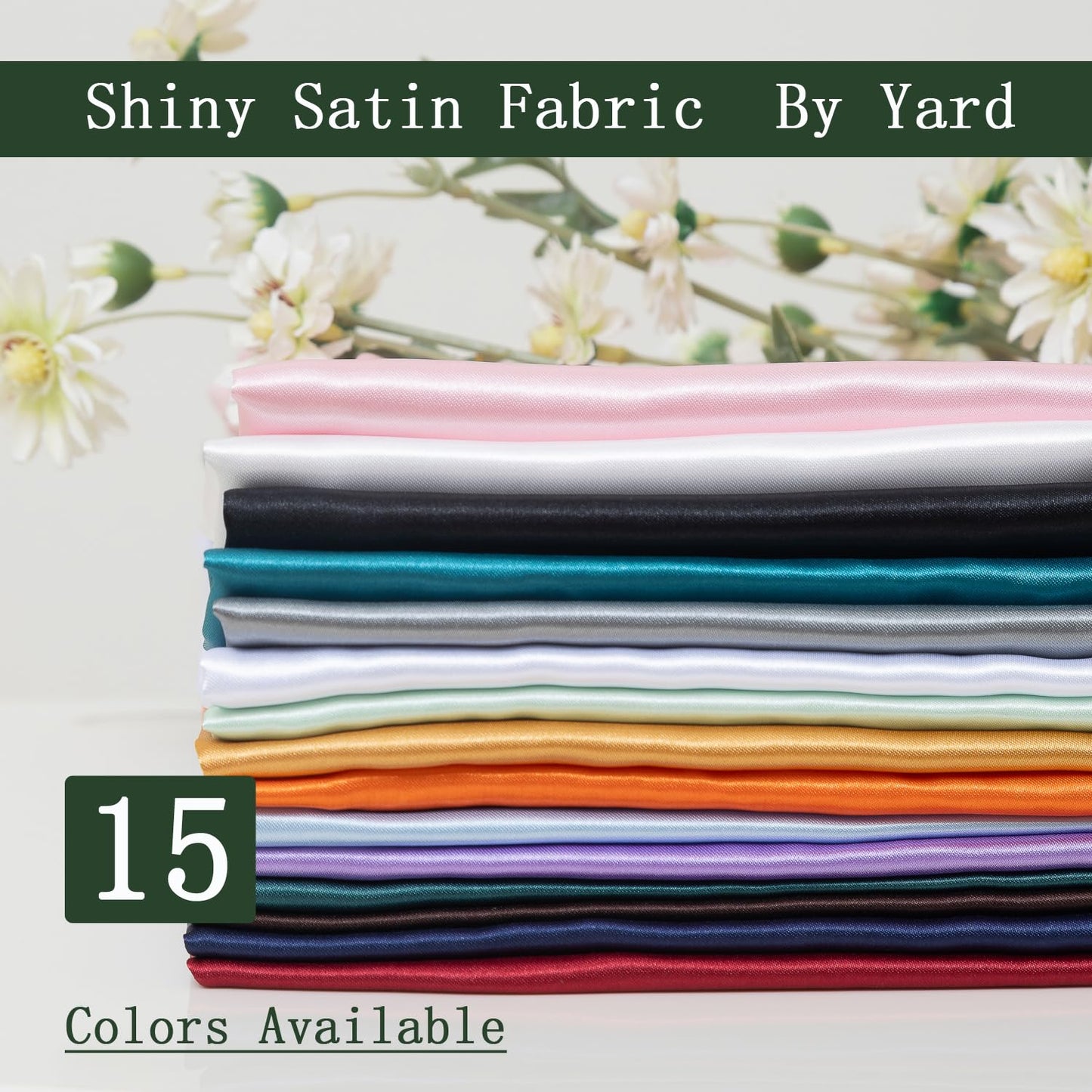 Satin Fabric by The Yard ，60 Inch Wide ，Soft Charmeuse Silk Satin Fabrics for Sewing,Wedding Dress,DIY Craftings, Costumes,Draping,Table Runner,Cloth Napkins (Ivory White, 3yard)