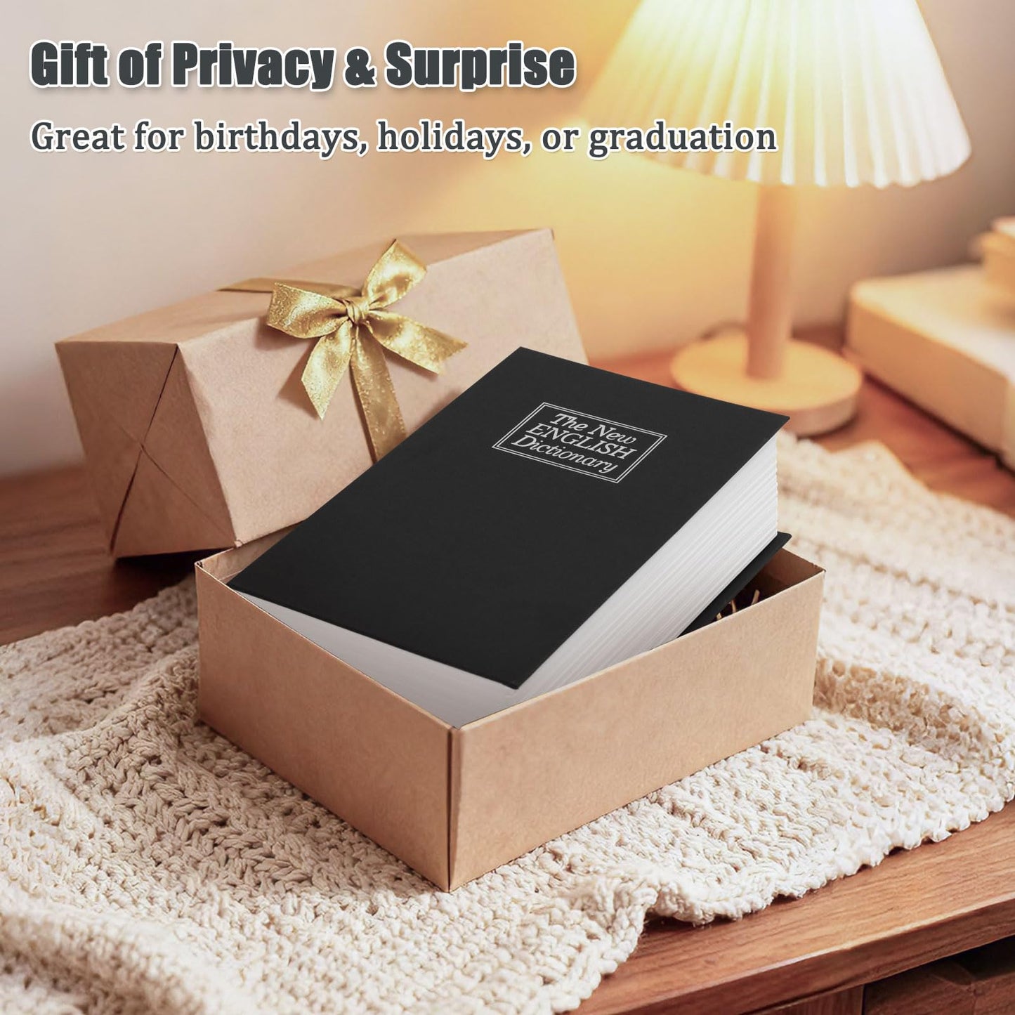 KYODOLED Diversion Book Safe with Combination Lock, Secret Safe Metal Lock Box, Money Storage Collection Box, 9.5" x 6.2" x 2.2" Black Large