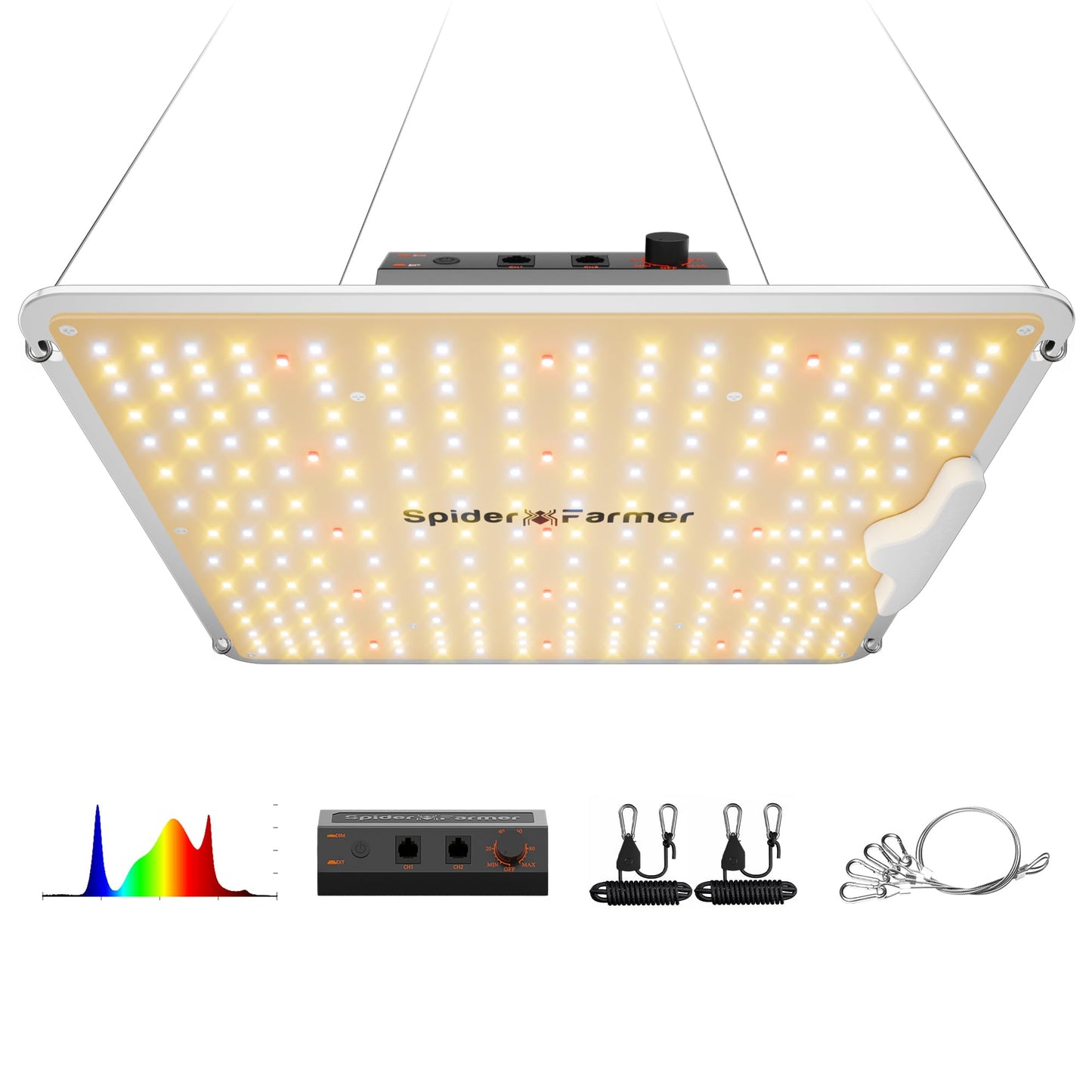 Spider Farmer SF1000 100W LED Grow Light for Indoor Plants, Upgraded High Efficiency LEDs, Dimmable Full Spectrum High PPFD, Deep Penetration for Seed Starting/Vegetables/Bloom in 2x2/3x3 Grow Tent