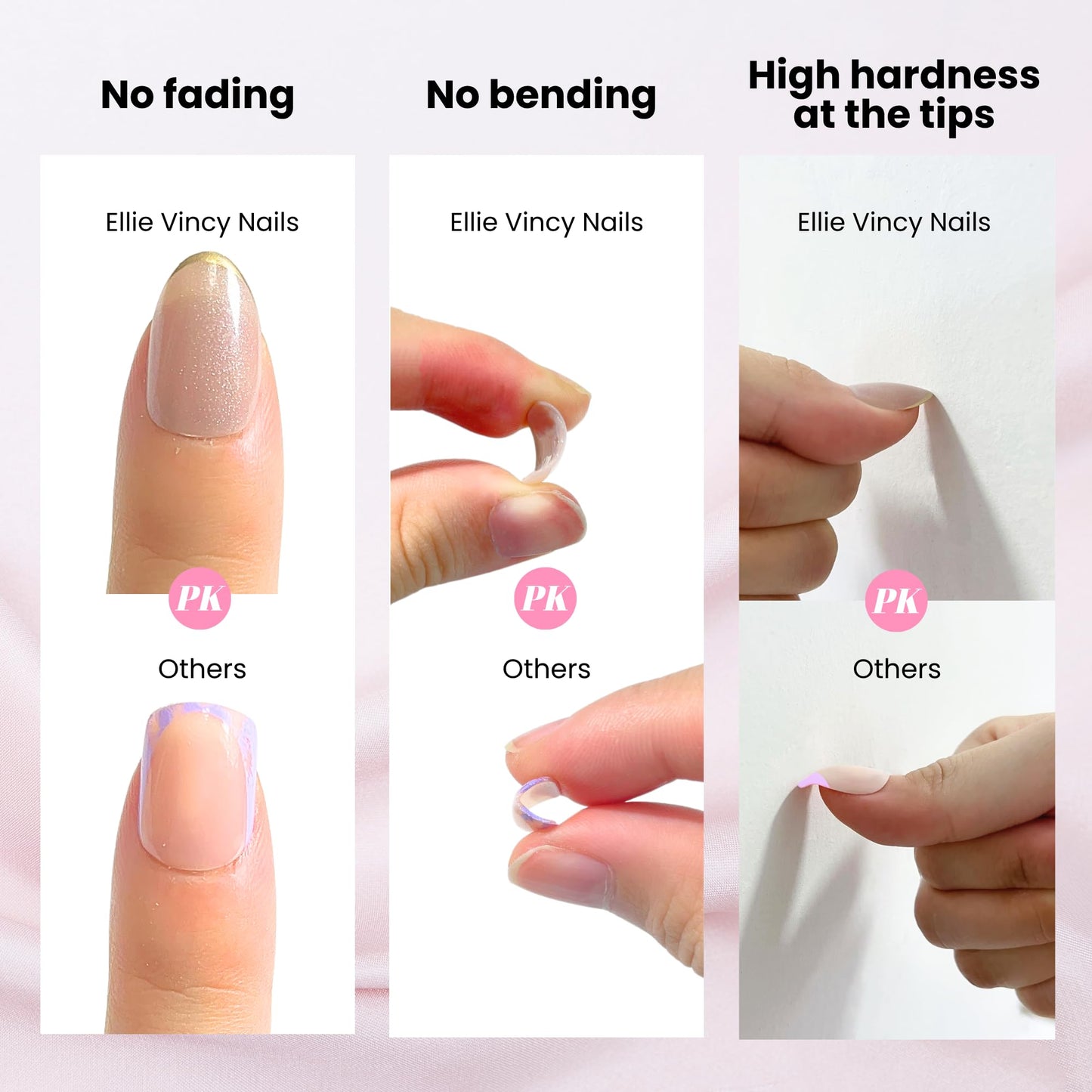 Ellie Vincy Press-On Nails – Milky White Glossy Oval Shape, Natural Semi-Transparent Finish – 30 Reusable Nails in 15 Sizes with Glue & Sticky Tabs