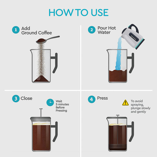 Belwares French Press Coffee Maker - Large 50oz 6-Cup, 304 Stainless Steel Coffee Press, Double Wall Insulated Heat Retention, 4-Level Filtration for Smooth Ground-Free Coffee, 2 Extra Filters, Black