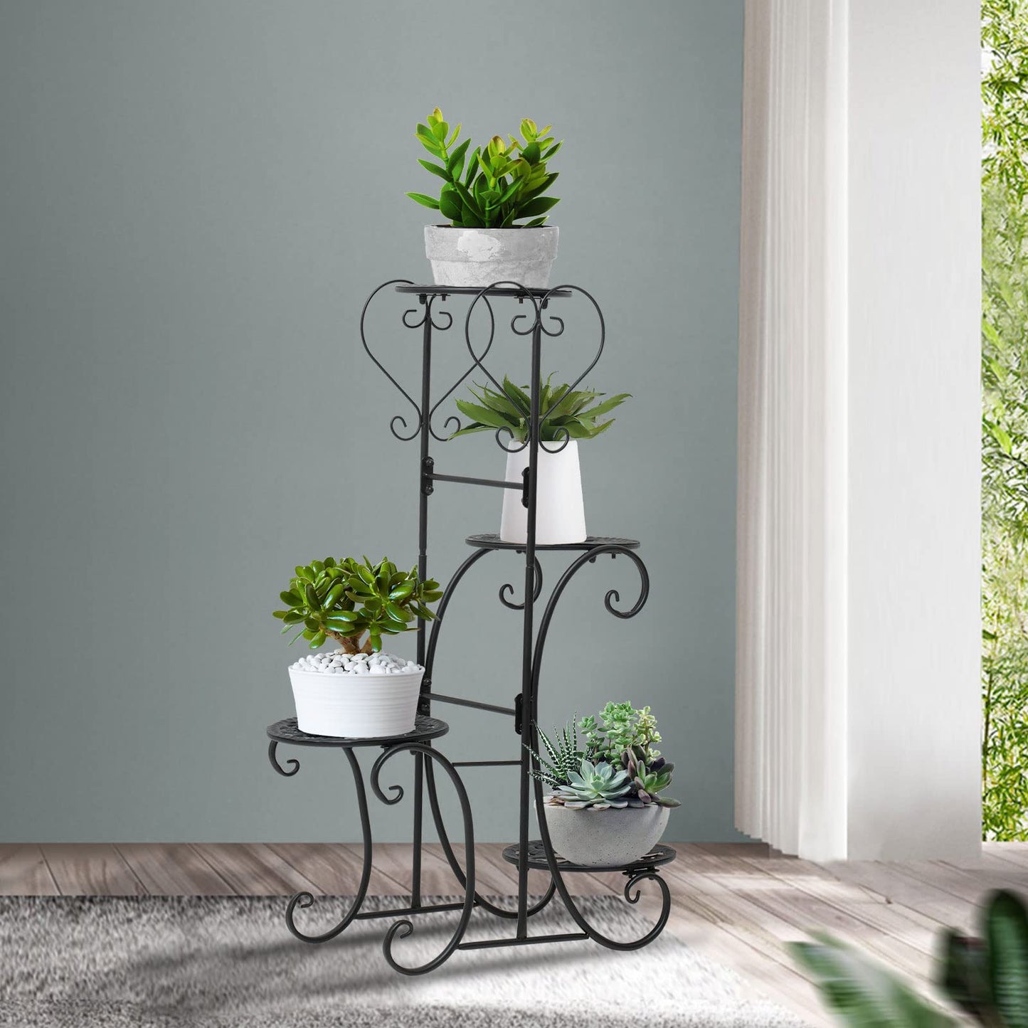 Metal Plant Stand 4 Potted Flower Pot Holder for Patio Garden Home Decor