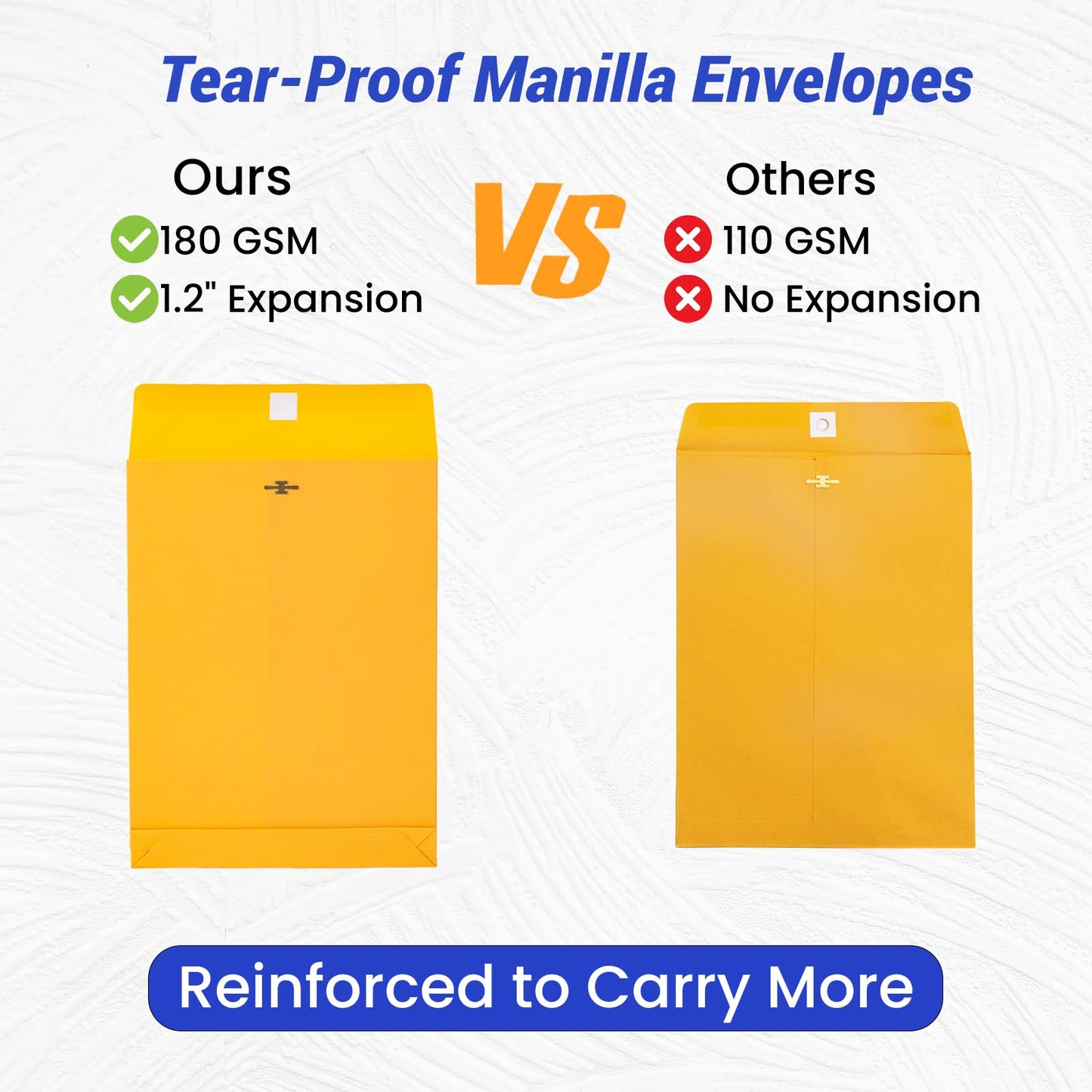 Expandable Large Manilla Envelopes 10x13 with Clasp and Gummed Seal 25 Pack, Goefun 180 GSM Heavyweight Big Yellow Manila Envelopes for Documents, for Home, Office, Business Mailing and Storing