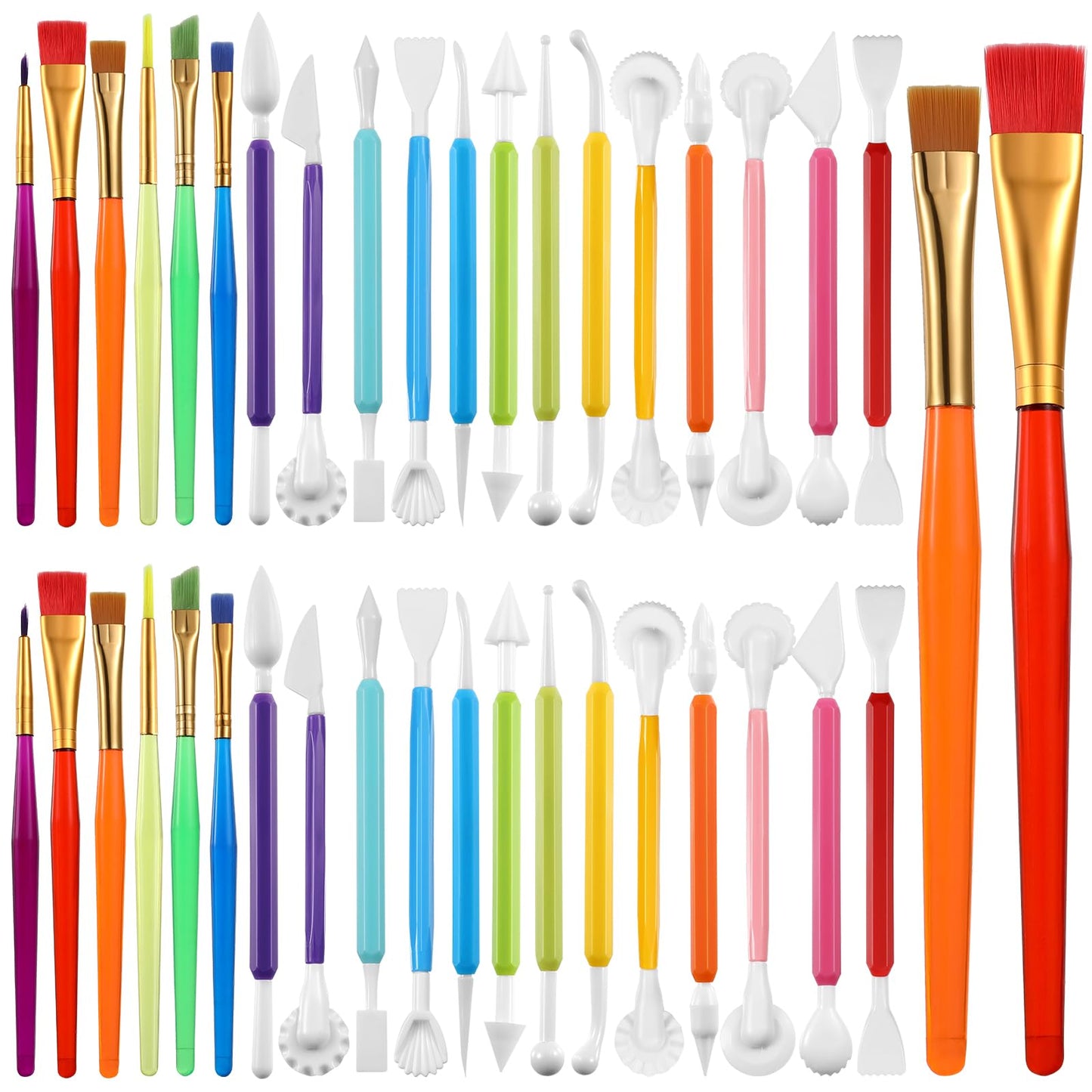 Patelai 57 Pcs Cake Decorating Tools, Cookie Fondant Modeling Set, Marshmallow Sculpting Brush and Fondant Modeling Tools for DIY Cake Sugar Gum Paste Decorating Supplies