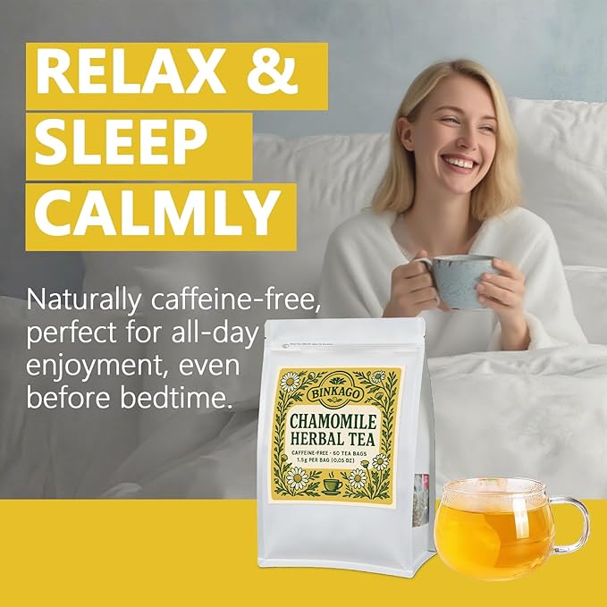 Chamomile Tea Bags – 60 Bags Sleepytime Tea – Naturally Caffeine-Free Herbal Tea – Light Floral Flavor with a Smooth Finish – Perfect for Unwinding, Day or Night