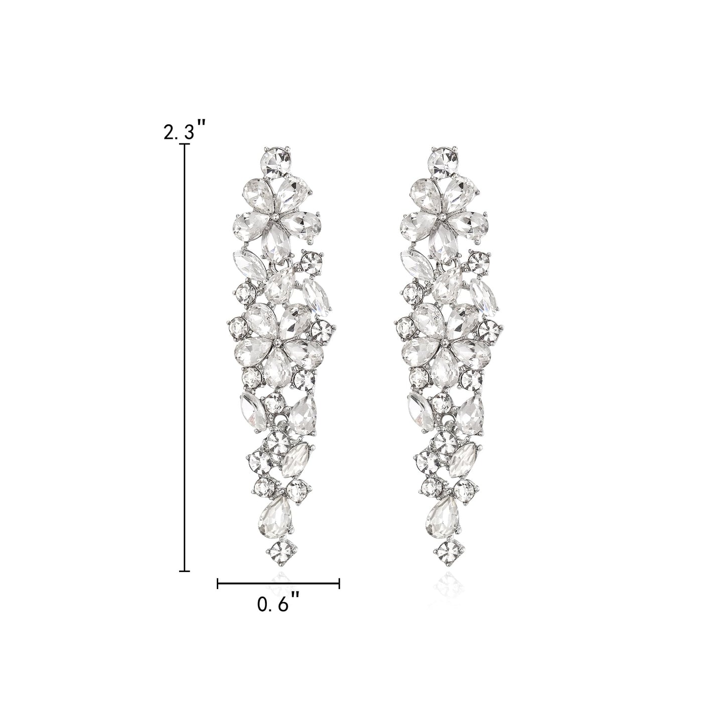 EleQueen Sparkle Marquise Rhinestone Crystal Statement Dangle Earrings for Women, Silver-Tone Clear Crystals Art Deco Prom Chandelier Jewelry for Wedding Bridal