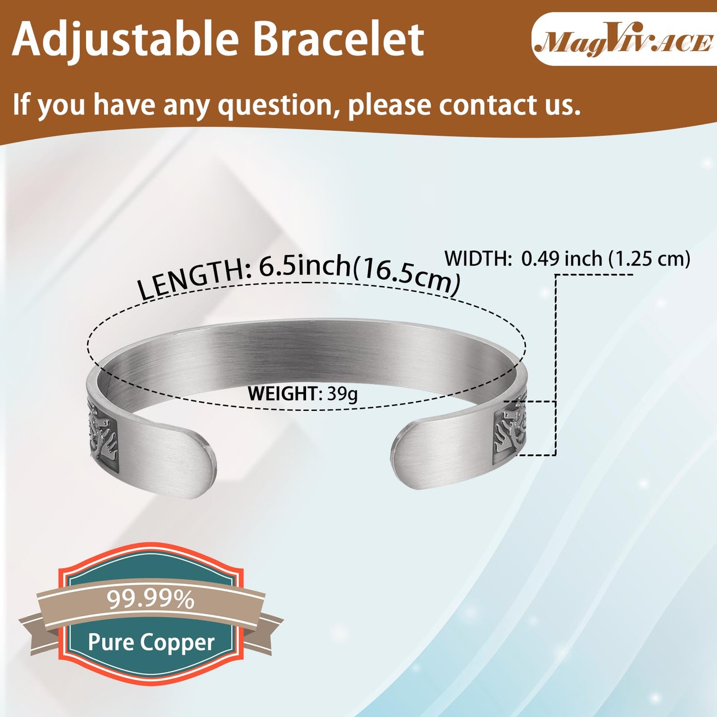 EnerCoppeX Copper Magnetic Bracelet for Women - Detox Jewelry with 3500 Gauss Magnet, Adjustable Cuff Bangle (L)