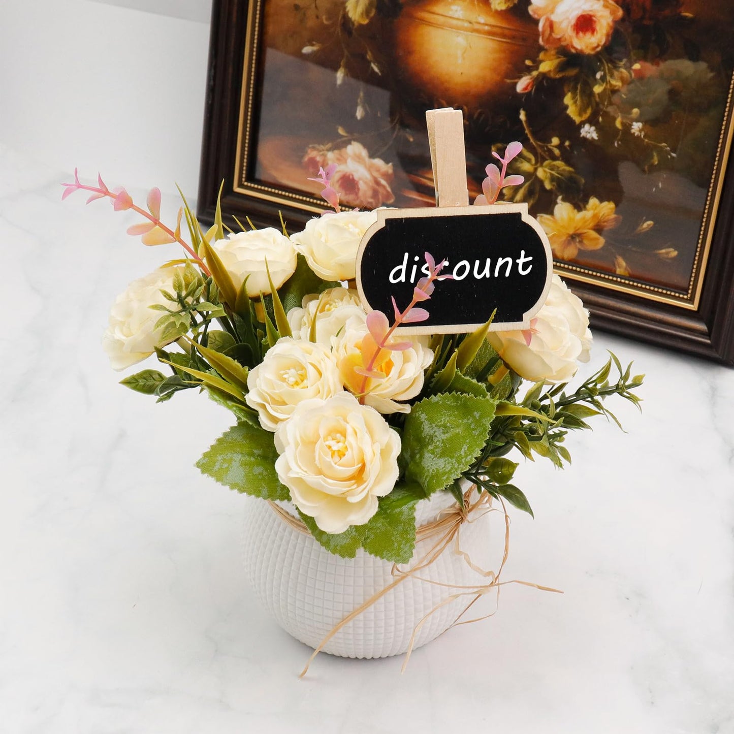Wealrit 20 PCS Wooden Mini Chalkboard Blackboard with Clip Message Chalk Board Tag Signs Clips Basket Labels Clip for Memo,Note Taking(Flower, Lantern)