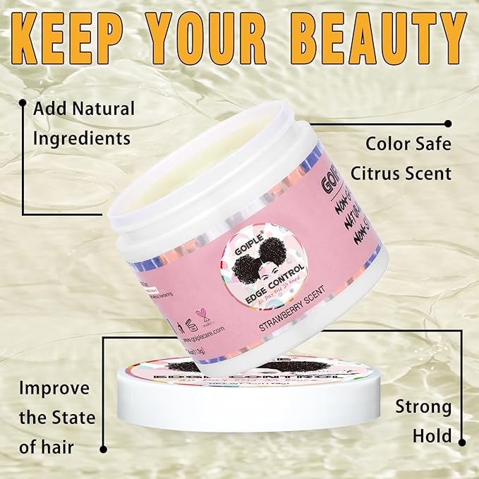 Goiple Edge Control Wax for Women - Strong Hold, Non-Greasy Smoother, Styling Wax for Black Hair - No Flaking, Rosemary Oil for Growth, Braiding Gel, Braid Mousse, Shine