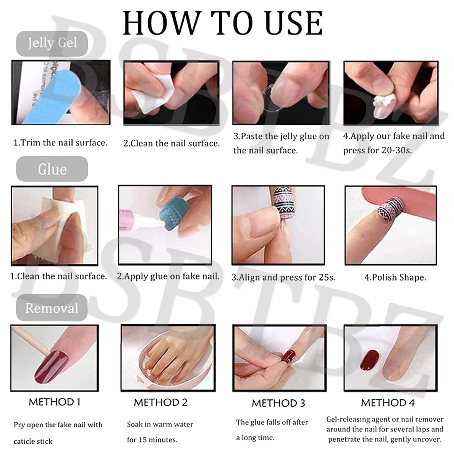 30Pcs Medium Press on Nails Square Fake Nails with 3D Pearl-decorated Y2K Style Five-Pointed Star Zebra Stripe Flower Design Glossy False Nails French Nail Tips Cute Stick on Nails for Women