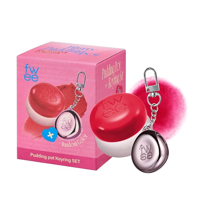 fwee Blurry Pudding Pot + Keychain SET | Airbrushed Blush & Lip, Buildable Pigment, Long-lasting, Lightweight, Easy to Blend, Natural Soft Matte Finish Makeup – Mule (Pink Red) | 0.17 oz