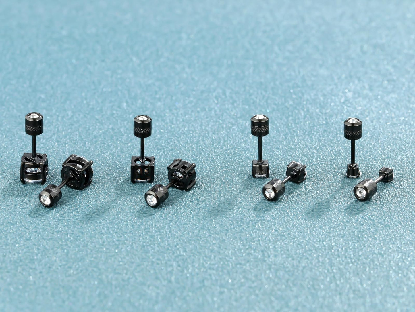 4 Pairs Titanium Hypoallergenic Red Stud Earrings for Sensitive Ears,Black 5A Cubic Zirconia Screw Back Stud Earrings for Women Men Surgical Stainless Steel Double Side Earrings red stud earrings