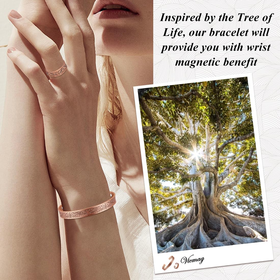 Vicmag Copper Magnetic Bracelet Women Men Magnetic Bracelets 100% Solid Pure Copper Gift
