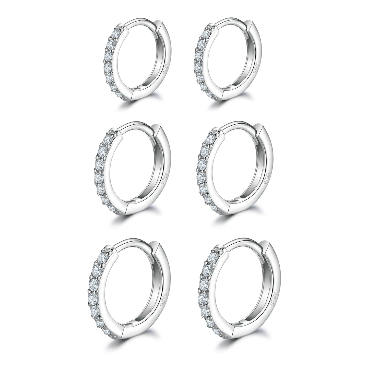 Cartilage Earring Hoop Sterling Silver Small Hoop Earrings Cubic Zirconia Cuff Huggie Mini Hoops Piercing for Women 8mm 10mm 12mm