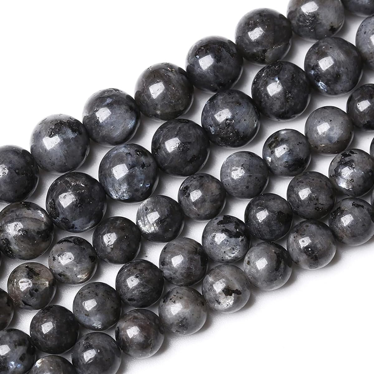 10mm Natural Larvikite Black Labradorite Gemstone Round Loose Beads for Jewelry Making (36-38pcs/strand)