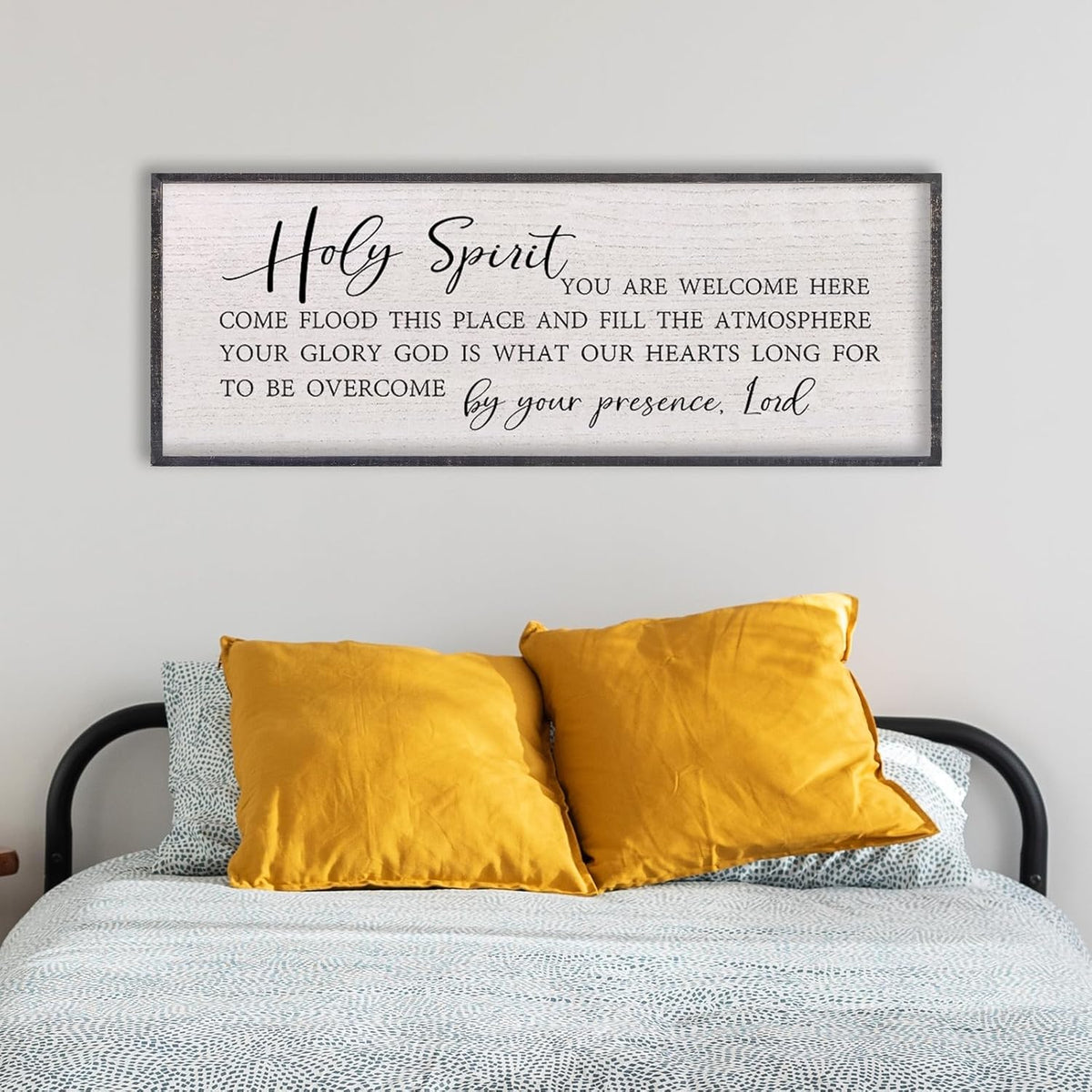 LuZhiQiang Holy Spirit You are Welcome Here Wall Decor 40"X15" Quote Christian Bible Verse Scripture Religious Art Wall Sign (Black)