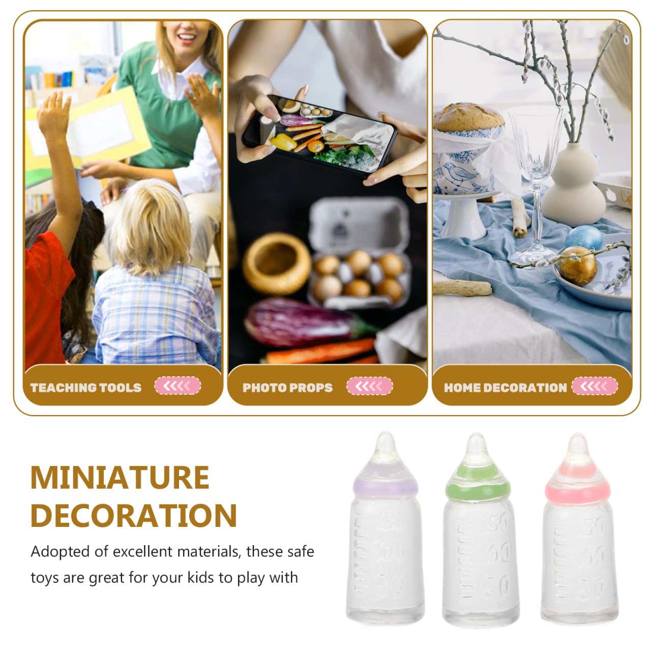Kichvoe 30pcs Doll Bottle Set: Miniature Plastic Milk Containers Dollhouse Feeding Bottle Novelty Tiny Candy Jar for Baptism DIY Craft Party Favors