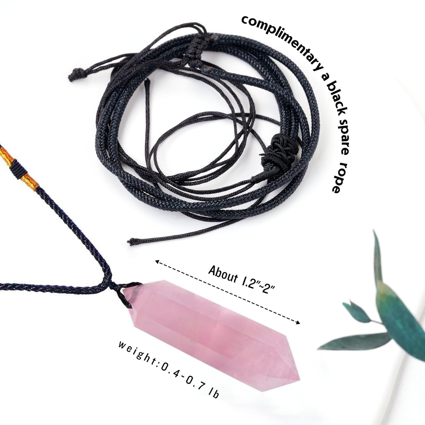 Runyangshi Rose Quartz Healing Crystal Pendants, Double Pointed Natural Crystal Quartz Necklace 6 Faceted Chakra Crystal Wand Stone