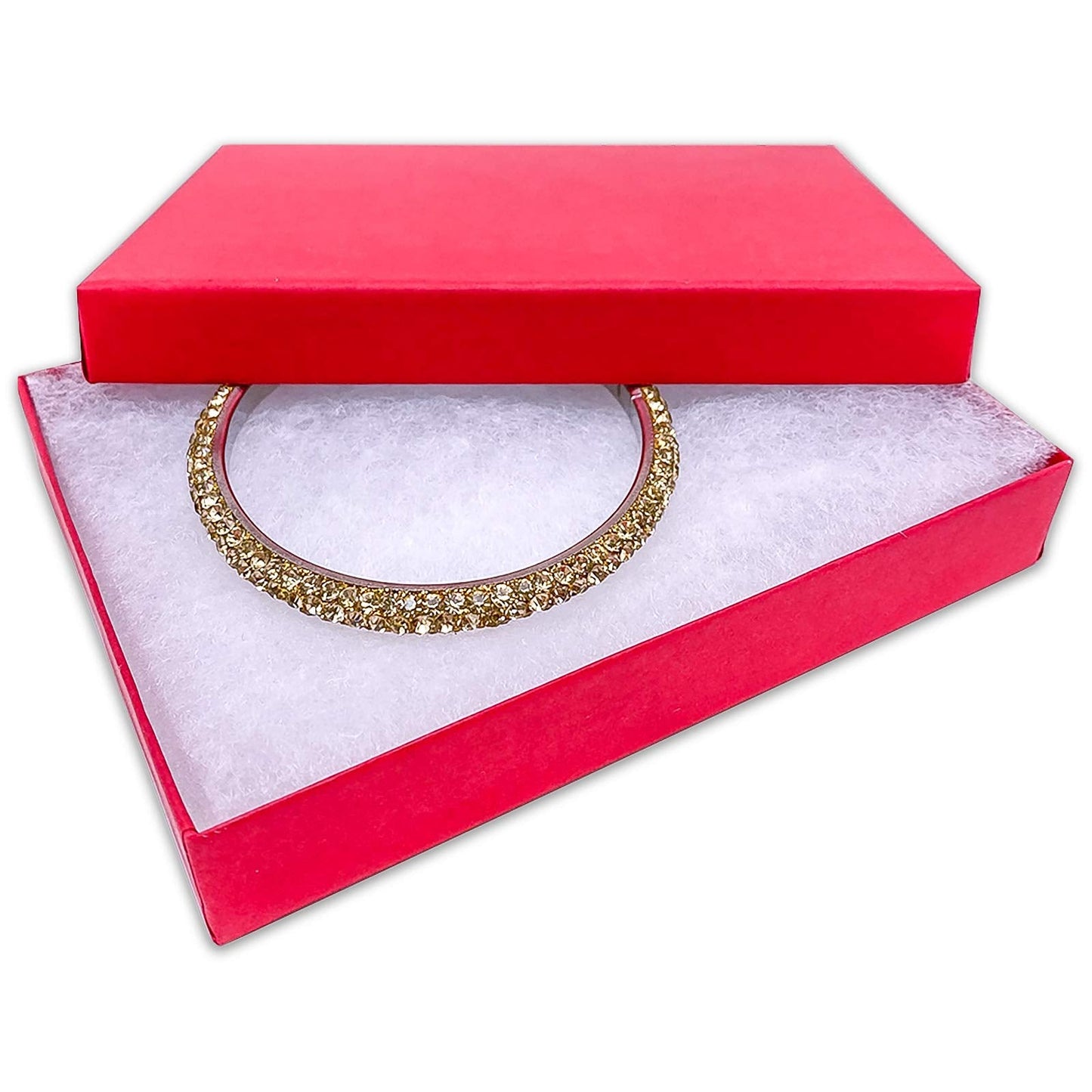 TheDisplayGuys - 25-Pack #53 Cotton Filled Cardboard Paper Jewelry Boxes Gift Case - Matte Red (5.4" x 3.9" x 1.0") - for Shipping or Storage