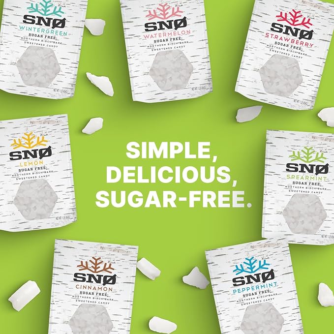 Spearmint KETO Xylitol Candy Chips - SNØ 1.5oz Tin - Sugar-Free Candy With Only 2 Ingredients | Low Carbs, Diabetic-Friendly, Non-GMO, Vegan, GF & Kosher | Purest candy in the world!