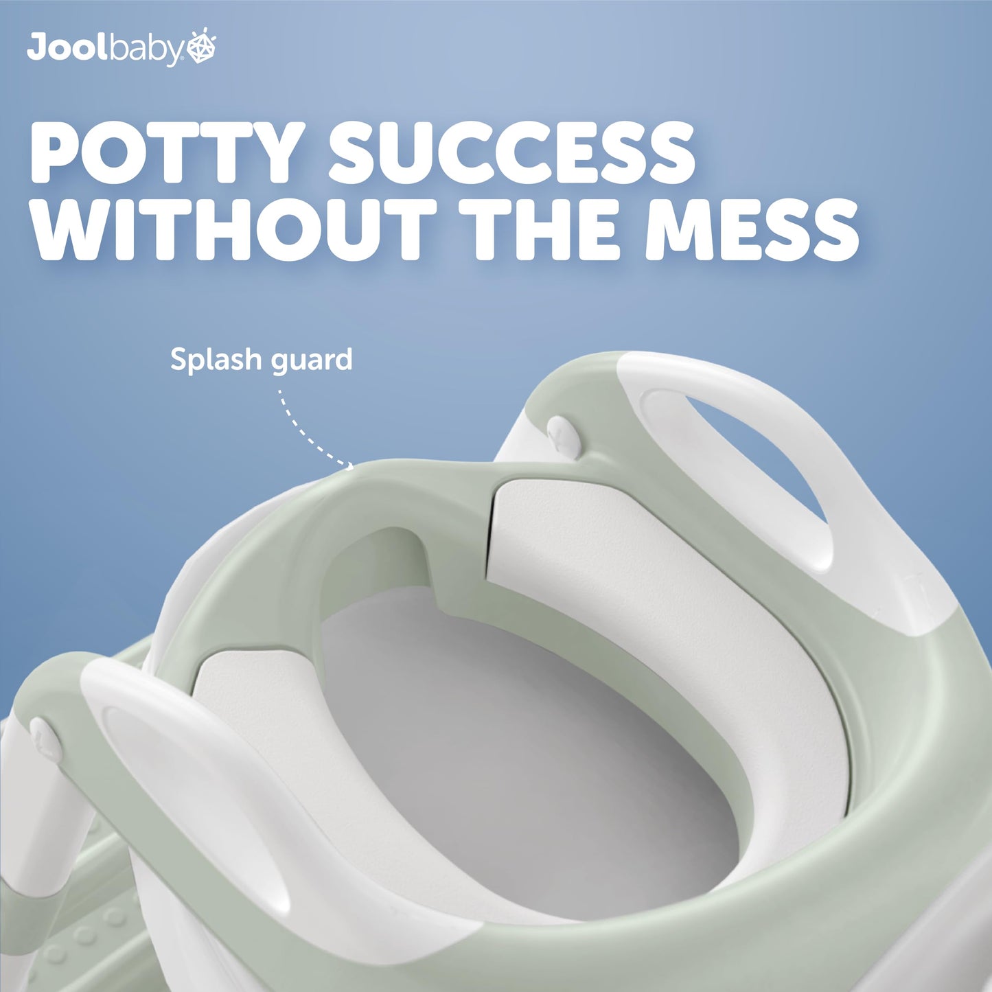 Jool Baby Potty Training Seat with 2 Step Ladder for Toddlers - Splash Guard, Adjustable Height (Sage)
